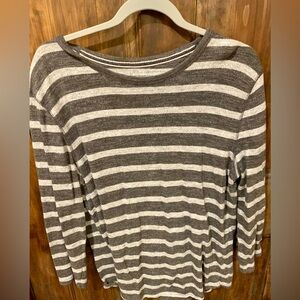 Striped Gray and White Women's Top